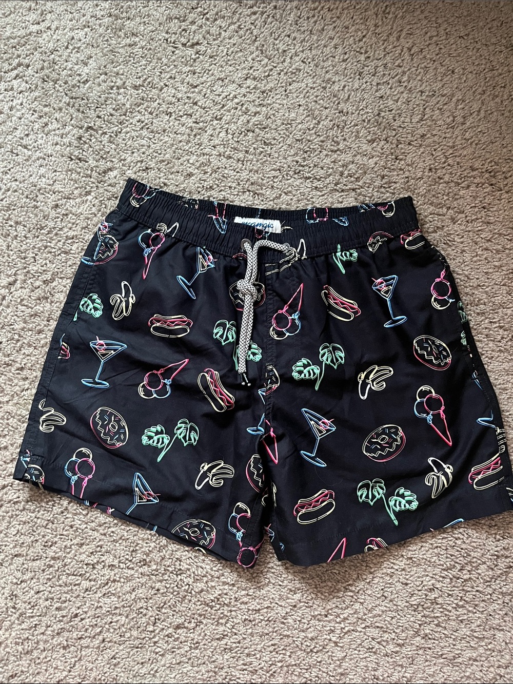 Men's Black Neon Graphic Shorts